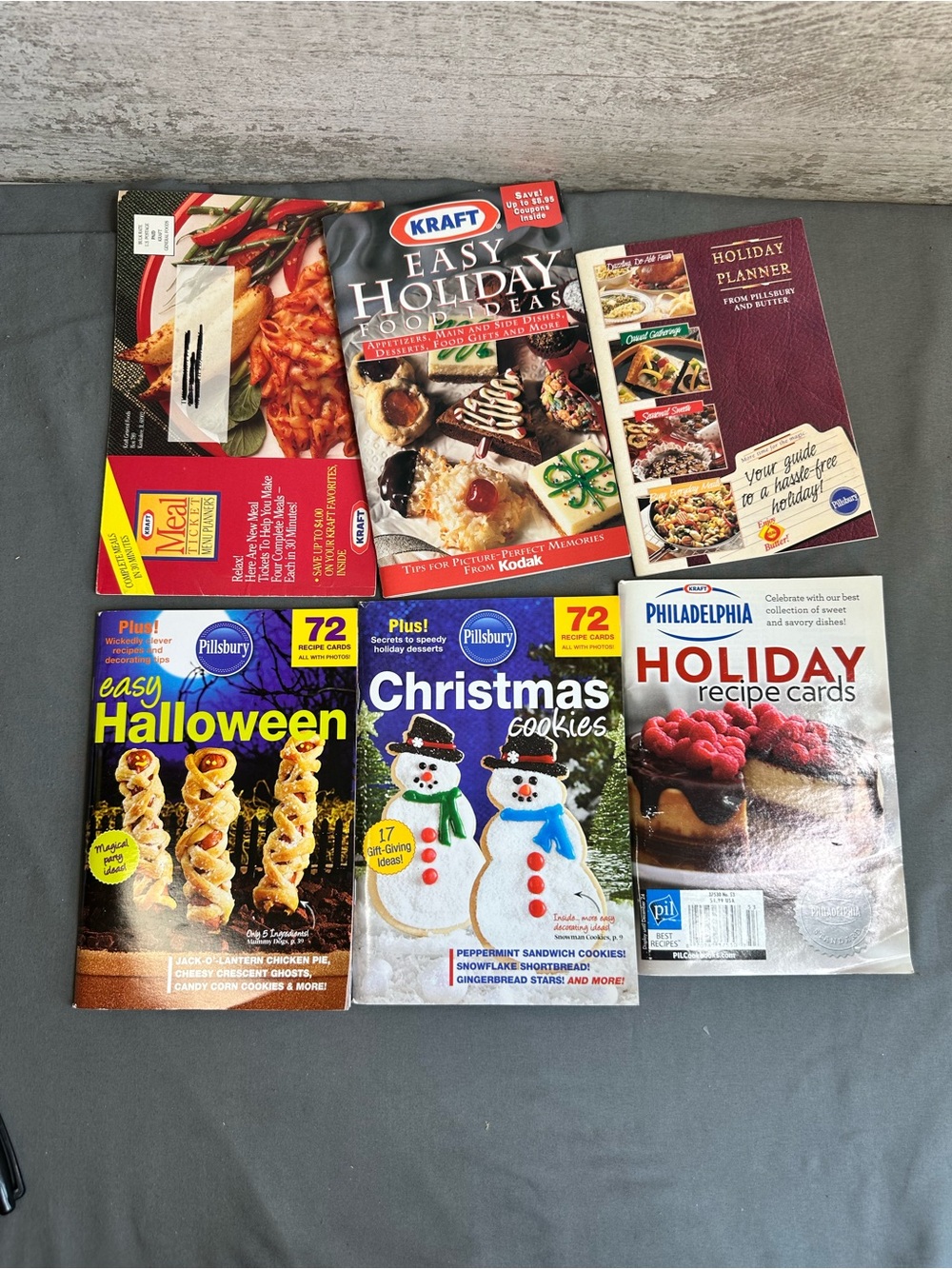 Vintage Holiday Recipe Booklet Lot Kraft Pillsbury Philadelphia Halloween Xmas